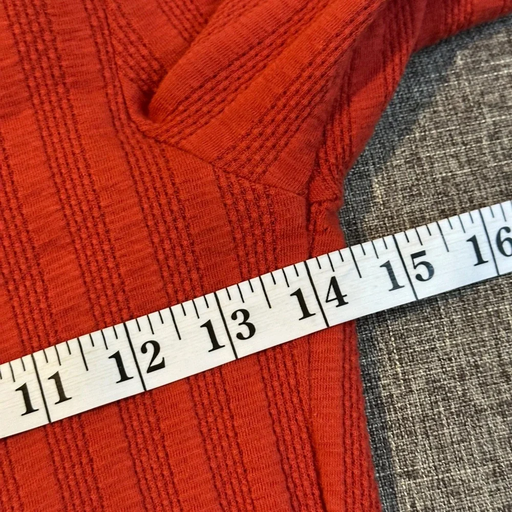 Free People Top Open Back Scarf Tie Ribbed XS Rust Orange Boho Mock Neck
